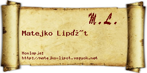 Matejko Lipót névjegykártya